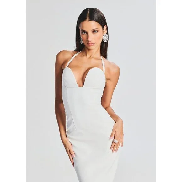 Retrofete Cheryl Dress in White New Womens Bodycon Pencil Midi - Picture 12 of 16
